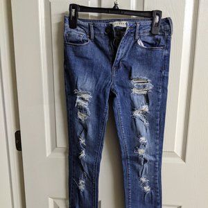 High Rise Skinny Ripped Jeans